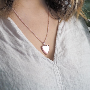 Rose Gold Locket • Heart Shaped Rose Gold Locket Photo Necklace • Rose Gold Plated Classic Heart Photo Locket