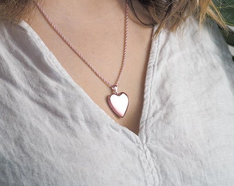 Rose Gold Locket • Heart Shaped Rose Gold Locket Photo Necklace • Rose Gold Plated Classic Heart Photo Locket