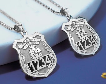 Police Officer Gifts • Police Gift • Police Badge Necklace • Police Badge Necklace with Any Number & Dept