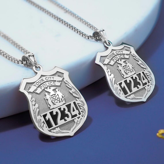 Police Officer Gifts * Police Gift * Police Badge Necklace * Personalized Police Badge Retirement Necklace with Any Number & Dept