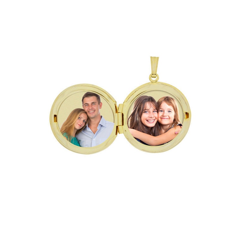 14K Solid Gold Round Photo Locket image 2