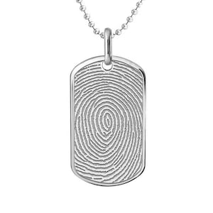 Aangepaste vingerafdruk dogtag-bedel of hanger, vingerafdruk dogtag-ketting