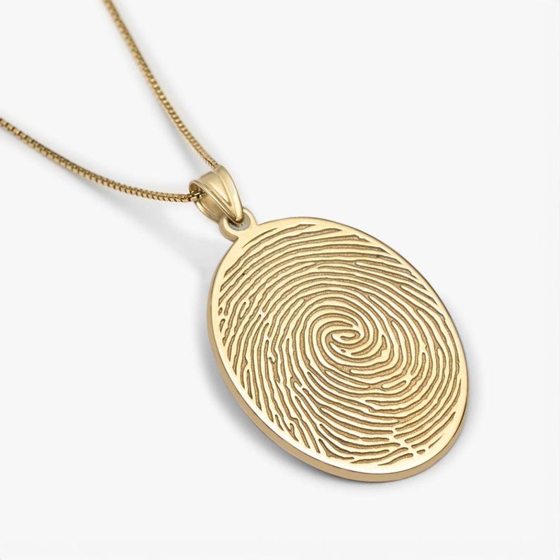 Personalized Fingerprint Necklace, Fingerprint Jewelry, Memorial Necklace, Necklace Made with Fingerprints. image 1