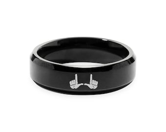 Officially Licensed University of Utah Hand W Black Stainless Ring