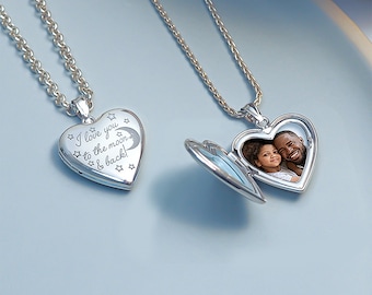Sterling Silver " To The Moon & Back " Heart Photo Locket