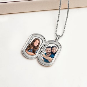 Dog Tag Locket Dog Tag Locket Necklace Sterling Silver Dog Tag Photo Locket Necklace 1 inch x 1-1/4 inch image 5