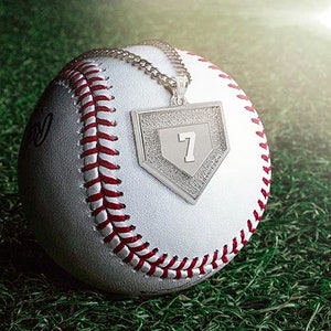 Personalized 3D Baseball Home Plate Pendant w/ Number