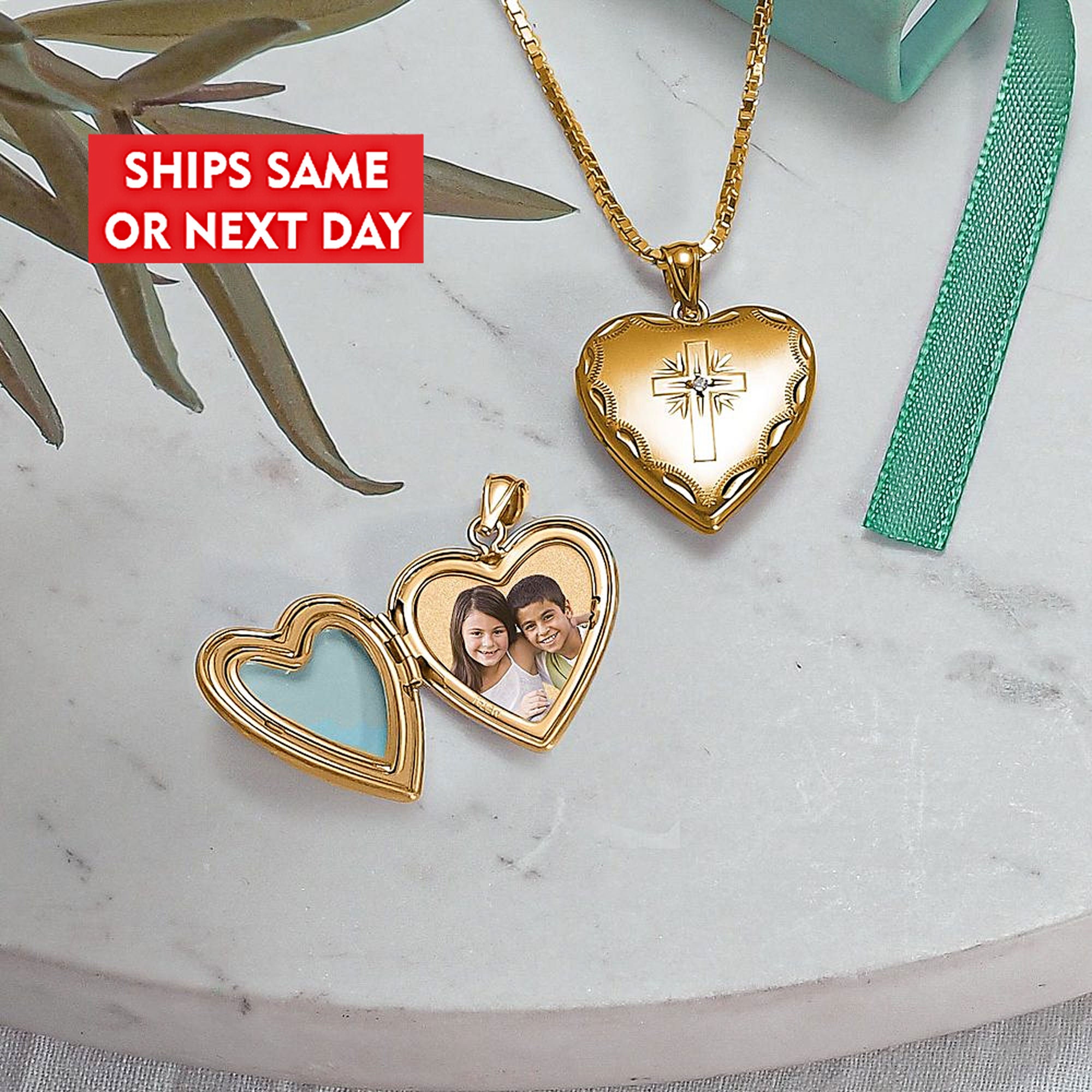 14k Gold Filled Cross Heart Photo 