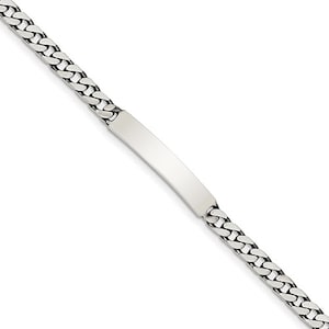 ID Bracelet • Engraved ID Bracelet • Custom Engraved Sterling Silver Men&#39;s ID Bracelet • Engraved Bracelet for Men