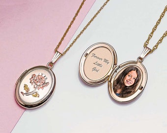 14K Gold Filled Rose Oval Foto Medaillon - 3/4 Zoll x 1 Zoll