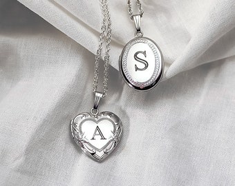 Initial Locket • Silver Initial Locket Necklace • Initial Necklace • Initial Necklace Sterling Silver • Silver Dainty Initial Necklace