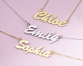 Personalisierte klassische Carrie Style Name Halskette, Halskette mit Name, Gold Name Halsketten, Zierliche Halskette Name, Halsketten mit Namen