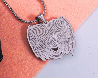 Custom Fingerprint Angel Wing Charm