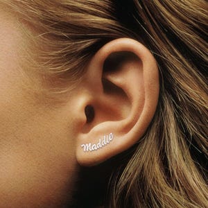 Name Earrings - Personalized Custom Name Earrings - Personalized Name Earrings - Custom Name Earrings for Women in Silver or Gold.