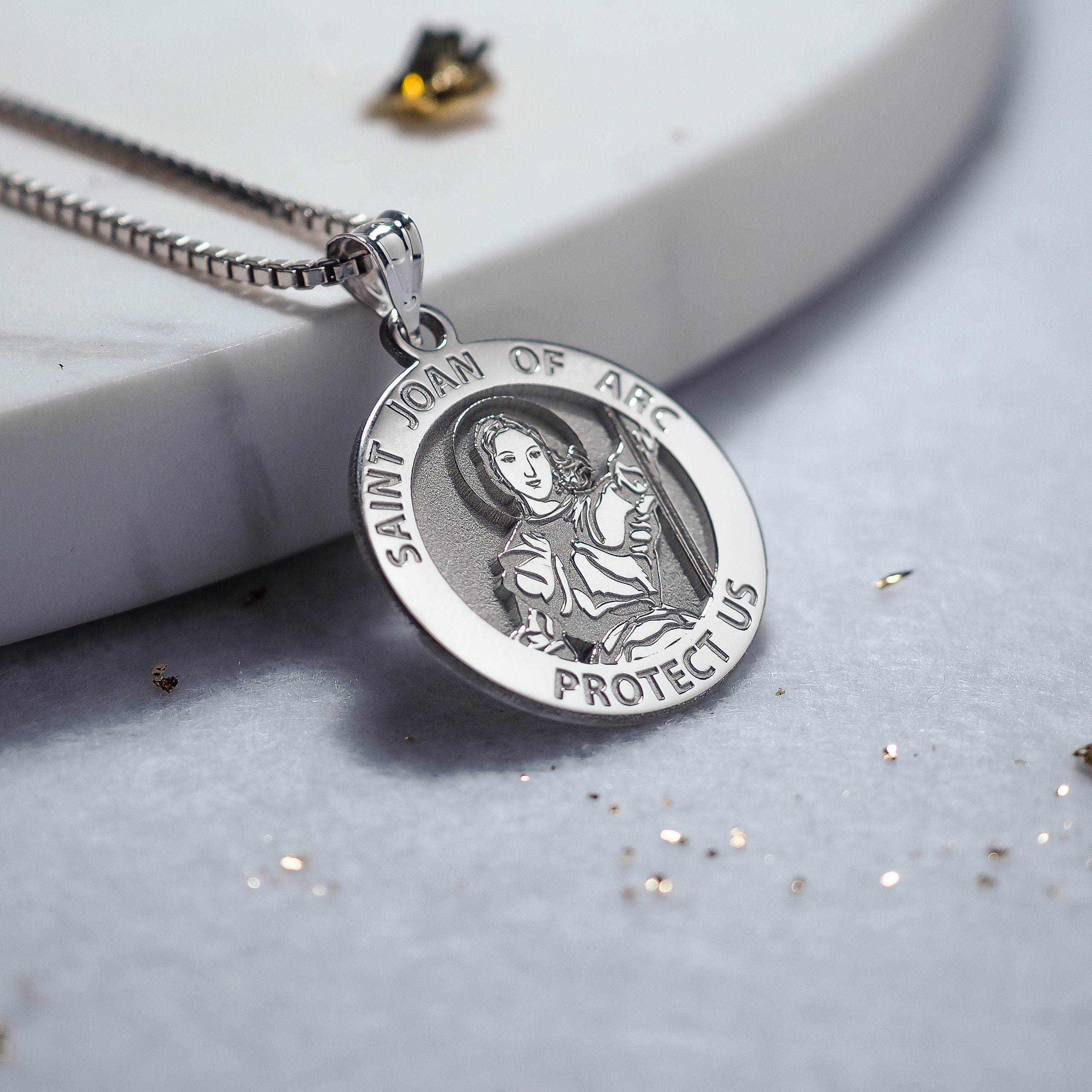 Joan of Arc Medal St Joan of Arc Medal Necklace Patron Saint Joan Round Religious Medal St Joan of Arc Necklace Etsy Canada
