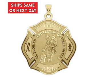 Florian Medal Pendant Mia Diamonds 14k Yellow Gold Polished and Satin St Florian Medal Pendant Mia Diamonds 14k Yellow Gold Polished and Satin St