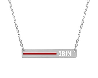 Collier fine ligne rouge • Collier femme pompier • Cadeau pour épouses pompier • Collier fine ligne rouge • Collier pompier