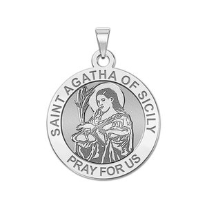 Médaille religieuse ronde de sainte Agathe de Sicile