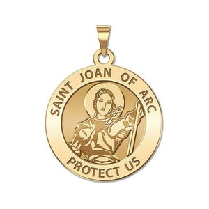 Solid 14K Gold Saint Joan of Arc Religious Medal