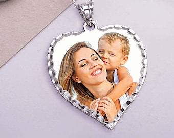 Photo Necklace • Personalized Photo Necklace • Necklace With Picture • Photo Engraved Necklace • Heart Photo Necklace • Personalized Jewelry