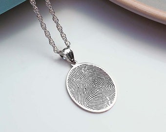 Personalized Fingerprint Jewelry • Fingerprint Necklace • Memorial Necklace • Necklace Made with Fingerprints