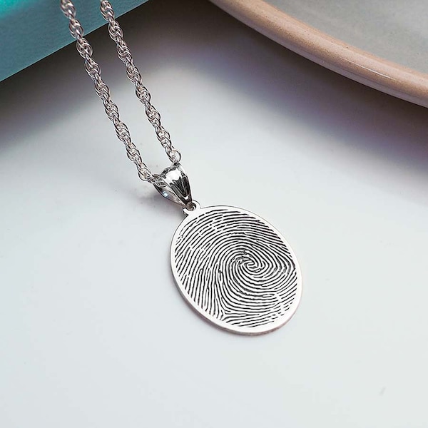 Personalized Fingerprint Jewelry • Fingerprint Necklace • Memorial Necklace • Necklace Made with Fingerprints