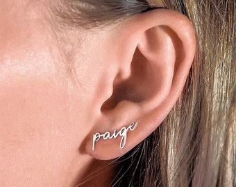 Personalized Name Earrings • Custom Name Jewelry • Minimalist Earrings • Personalized Stud Earring • Custom Name Earrings