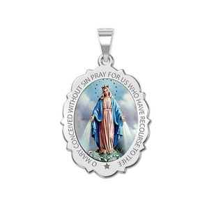 Miraculous Medal Scalloped Oval Color &quot;EXCLUSIVE&quot;