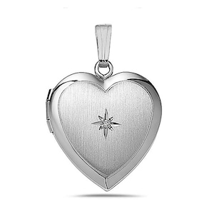 Medaillon Halskette mit Foto, Diamant-Medaillon, Diamant-Medaillon-Halskette, Sterlingsilber-Diamant-Herz-förmiges Foto-Medaillon für Frauen