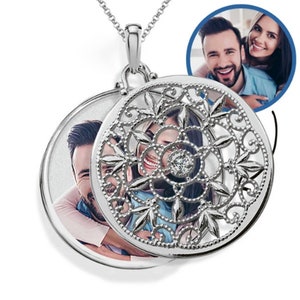 Sterling Silver Swivel Round Photo Locket - 1 Inch x 1 Inch