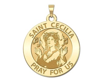 Saint Cecilia Round Religious Medal (Singing)