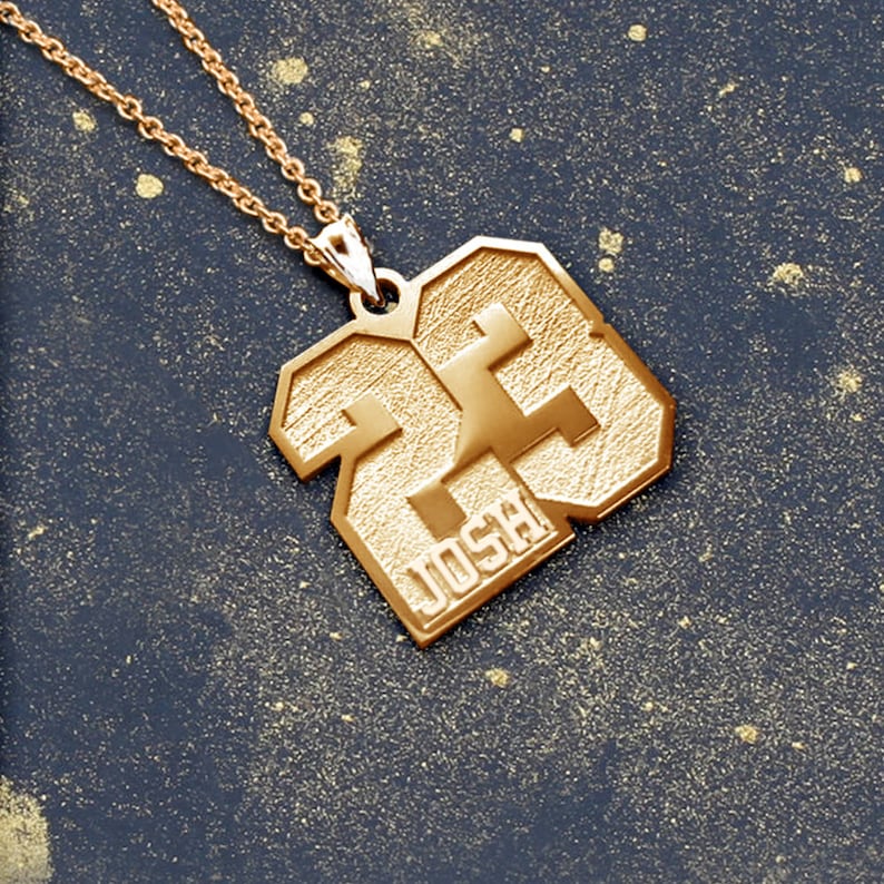 Number Necklace Pendant Custom Number Necklace Etsy