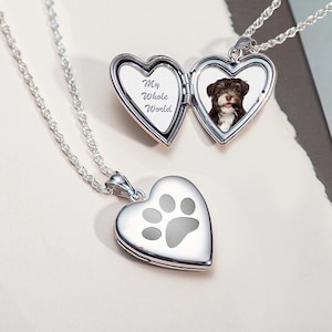 Paw Print Locket, Paw Locket, Locket With Paw, Paw Print Necklace, Sterling Silver Dog Paw Print Heart Shaped Photo Locket