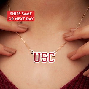 USC Block Necklace - Exclusive USC Necklace - University of Southern California Jewelry