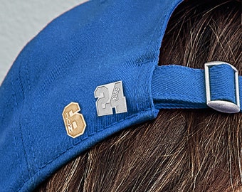 Fitted Hat Pins - Hat Pin • Personalized Hat Pin • Custom Hat Pin • Personalized Baseball Cap Personalized Name & Number Hat Pin • Cap Pin