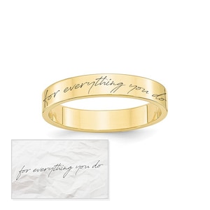 Bague d'écriture manuscrite • Bague avec écriture manuscrite • Bague d'écriture manuscrite simple de 3 mm