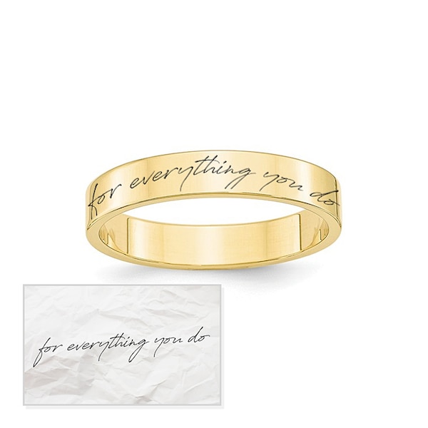 Handwriting Ring • Ring With Handwriting On • Personalized Handwriting Simple 3mm Band