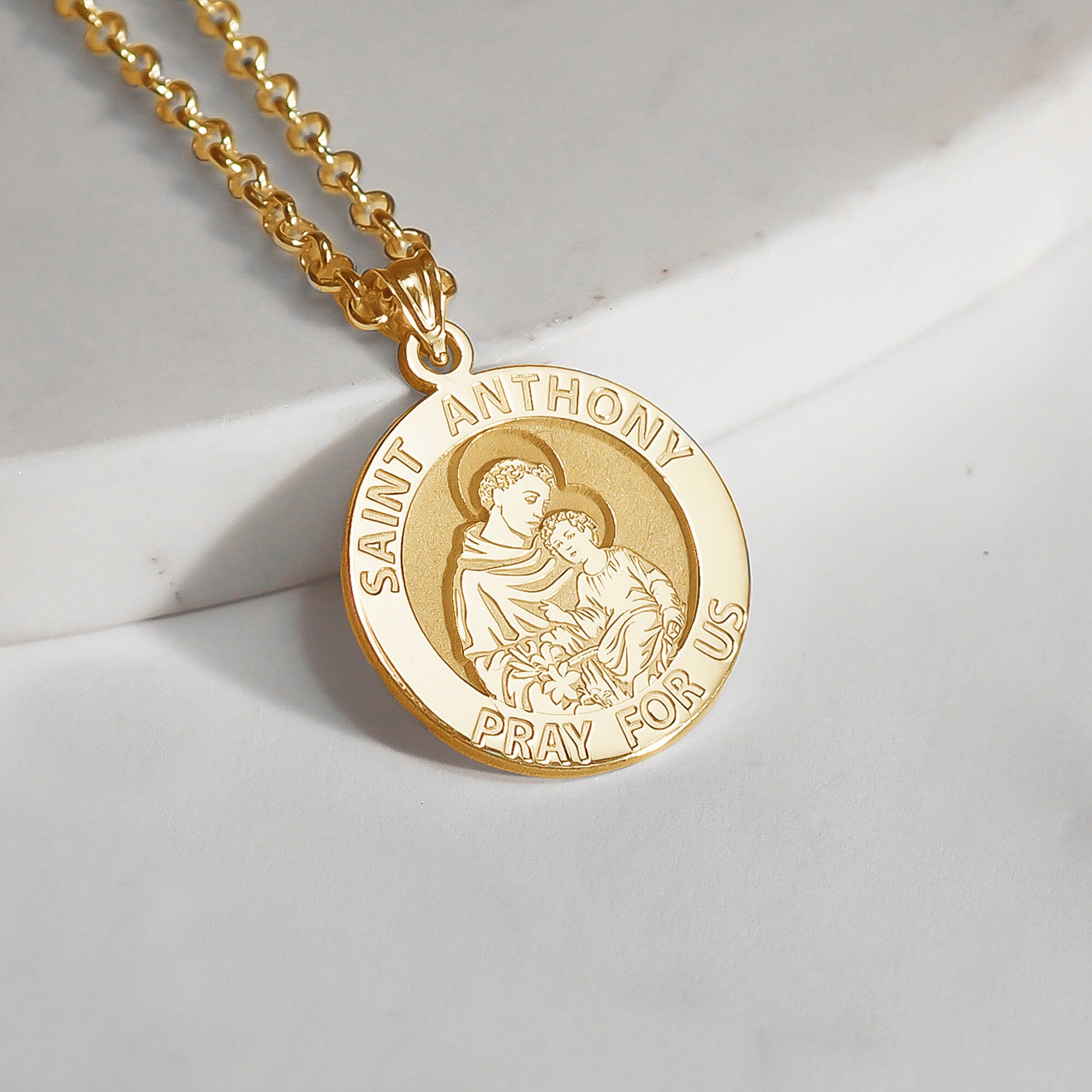 Patron Saint Gold Saint Anthony Pendant St Anthony Medal Gold