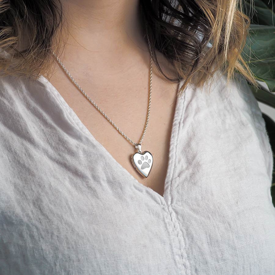 Dog paw sale locket necklace