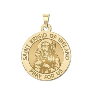 Saint Brigid of Ireland Round Religious Medal