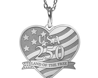 USA250 / America 250 Patriotic Heart Pendant