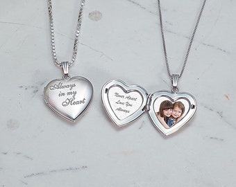 14K White Gold Always in My Heart Photo Locket