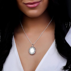 Antique Locket • Antique Silver Locket • Sterling Silver Antique Oval Photo Locket