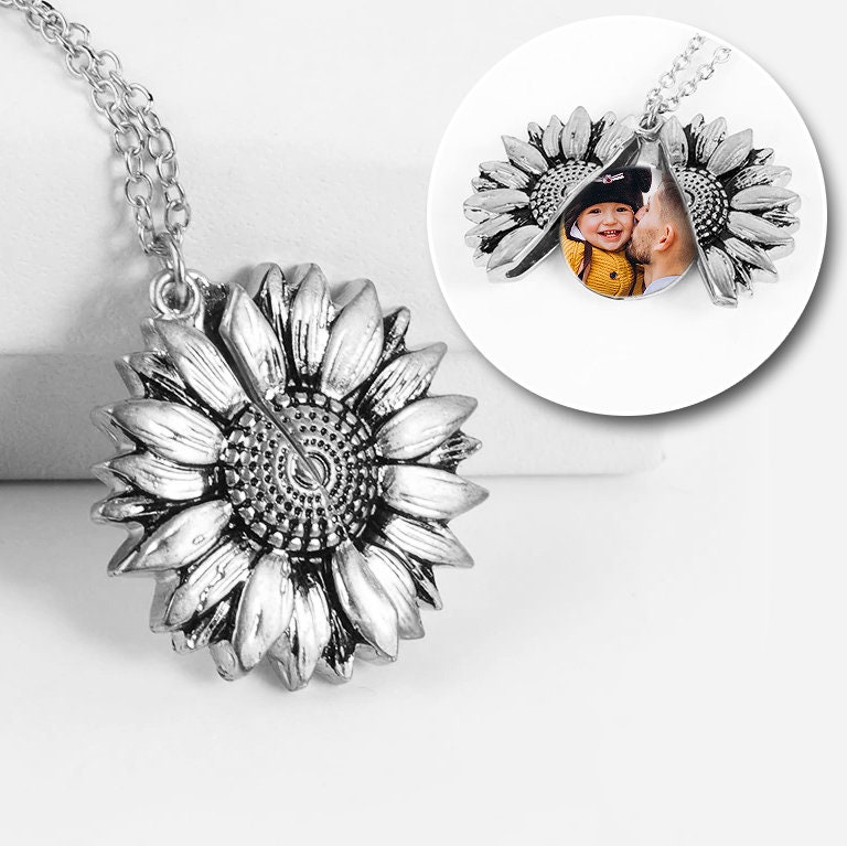 FENCCI Collar De Girasol De Diamante Natural Para Mujer, Plata De Ley 925, Collar Infinito De Girasol Con Texto En Inglés "You Are My Sunshine", Regalos Para Mamá, Hija, Esposa, Hermana