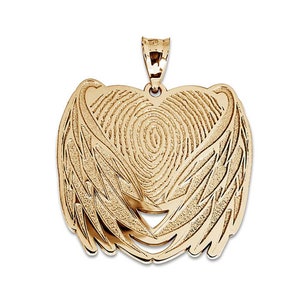 Custom Angel Wing Fingerprint Pendant with Birthstone Option