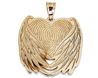 Custom Angel Wing Fingerprint Pendant with Birthstone Option