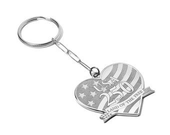 USA250 / America 250 Patriotic Heart Keychain