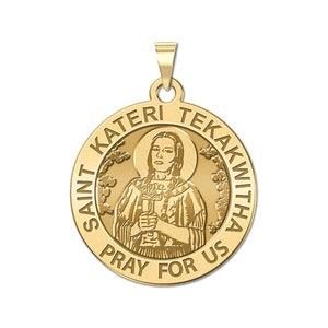 Saint Kateri Tekakwith Round Religious Medal