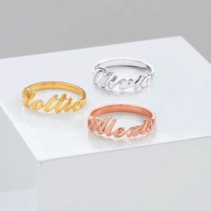 Name Ring • Individueller Namensring • Zierlicher Namensring • Personalisierter Namensring in Silber, Gold oder Roségold • Geschenk für den besten Freund