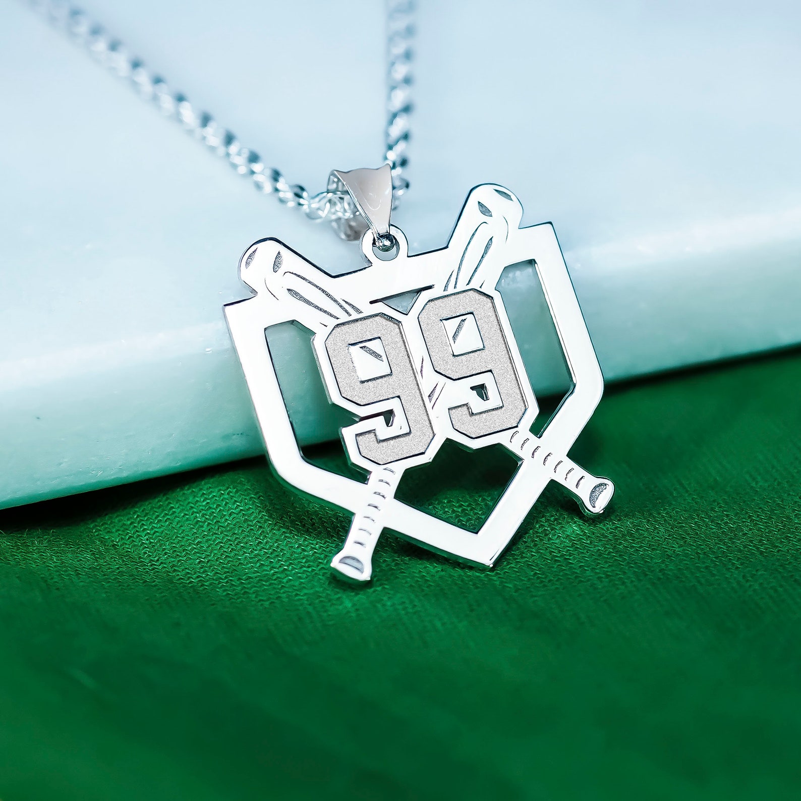 Baseball Bats Necklace Personalized Baseball Bats Number Necklace